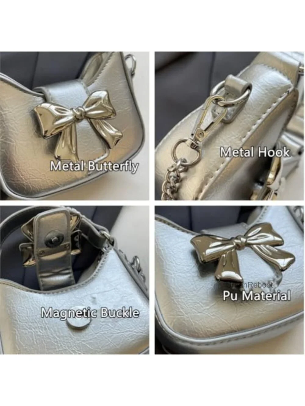 Girls Mini Crossbody Purse PU Leather Bowknot Shoulder Bag Wristlet